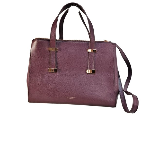 Ted Baker Alexiis Large Tote Bag Purple Leather NWOT Shoulder Strap Hardware - Picture 12 of 12